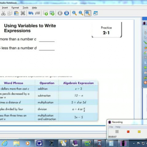 2-1 Using Variables to Write Expressions