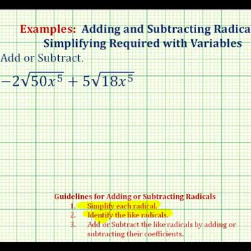 Square Root Add Simplify Var Ex