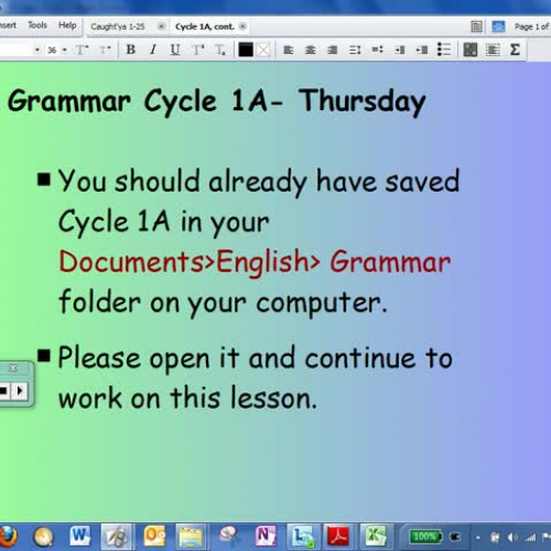 Grammar Cycle 1A-2 video