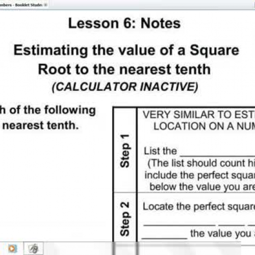 Lesson 6 Estimating the Value of a Square Roo