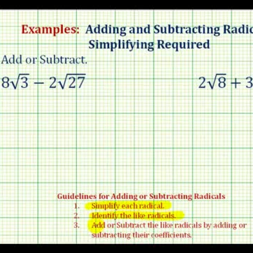 Square Root Add Subtract Simplify Ex