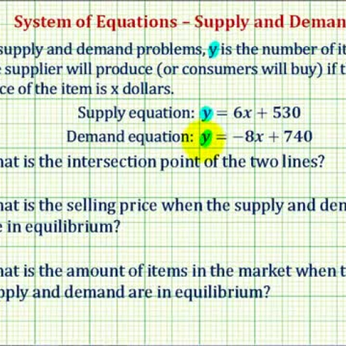 System Equations Supply Demand Ex