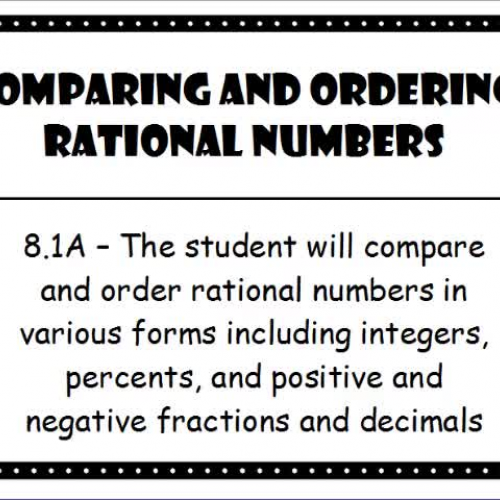 Comparing and Ordering Rational Numbers