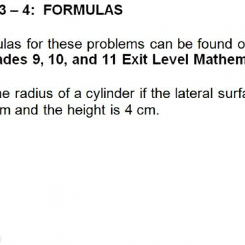 TOPIC # 3 - 4 Formulas