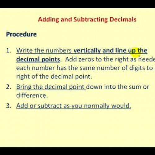 Decimal Add Subtract