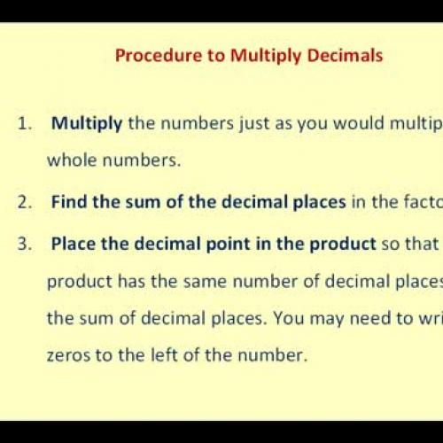 Decimals Multiply