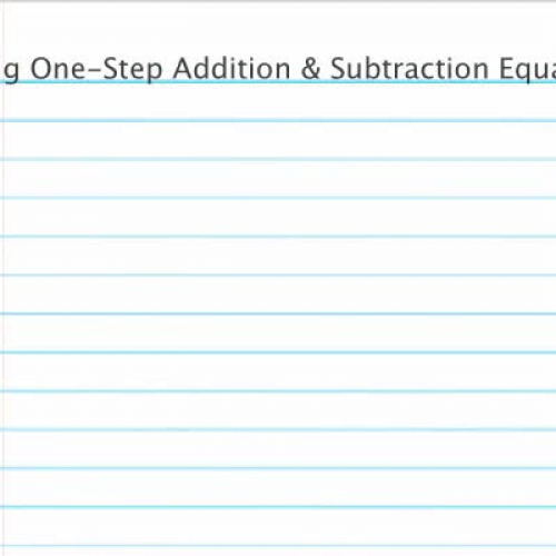 Solving One-Step Equations by Addition and Su