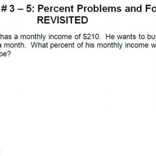 TOPIC # 3 - 5 Percent Problems and Formulas R