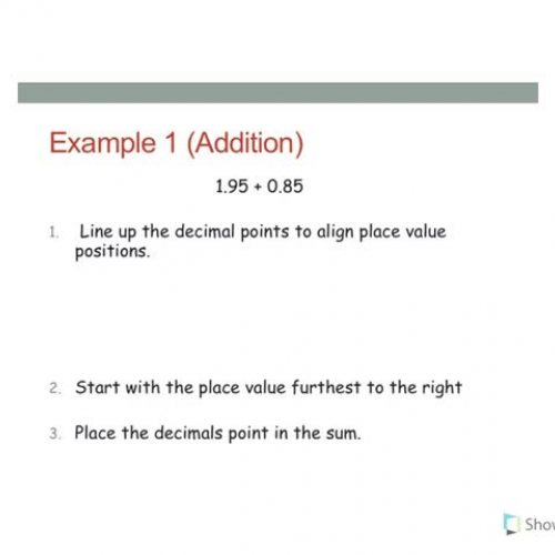 Addition and Subtraction of Decimals