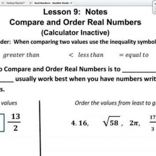 Lesson 9 Compare and Order Real Numbers