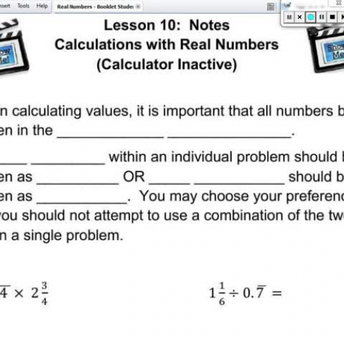 Lesson 10 Calculations with Real Numbers