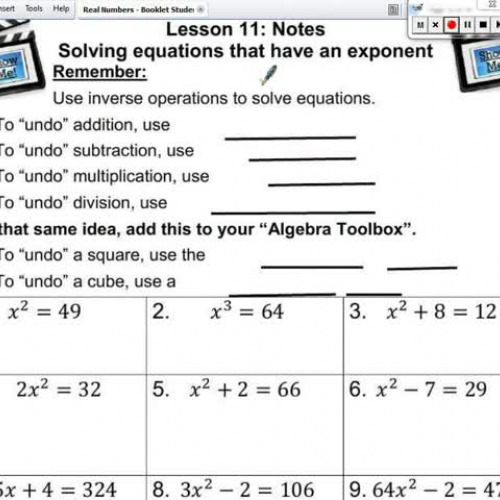 Lesson 11 Solve Equations with Exponents