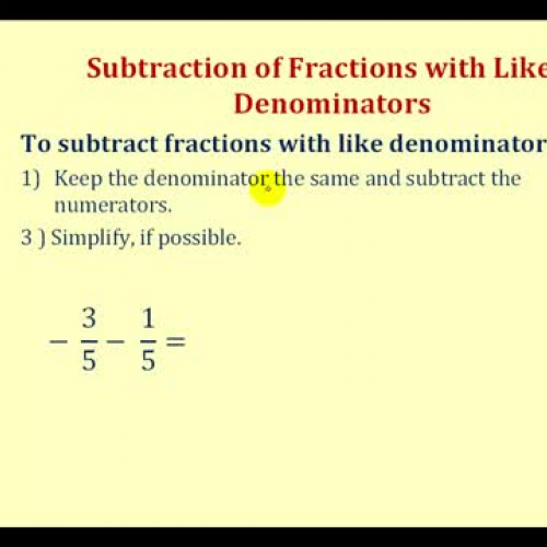 Fractions Subtract Signed