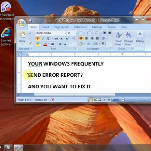 Disable Error Reporting in Windows 7