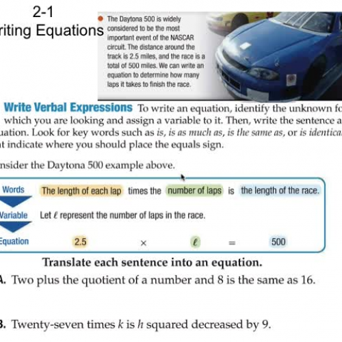 2-1 Writing Equations