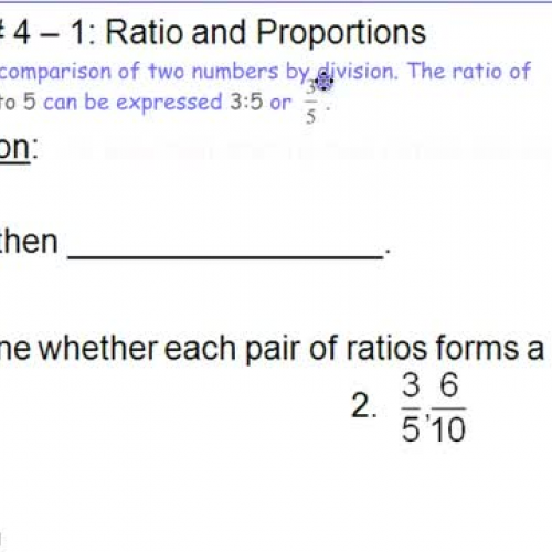 TOPIC # 4 - 1 Ratio and Proportions