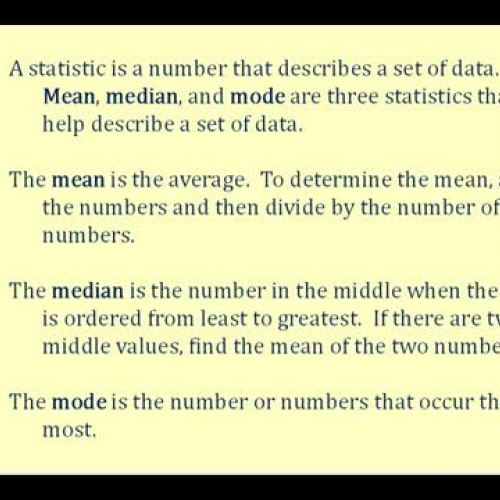 Mean Median Mode