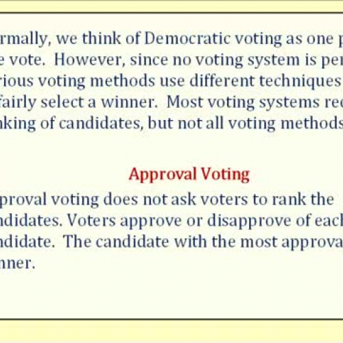 Voting Theory Approval Voting