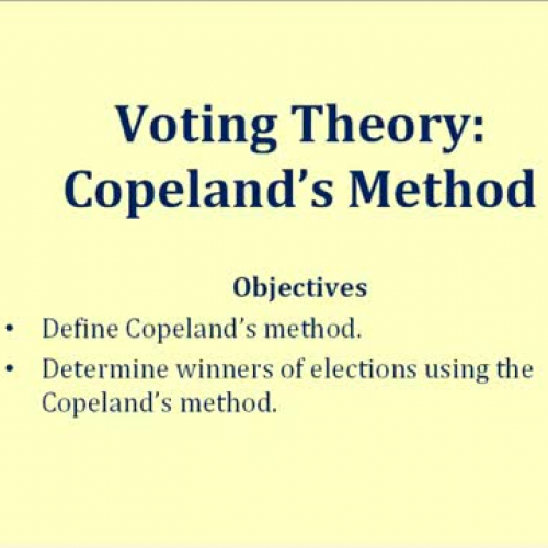 Voting Theory Copelands Method