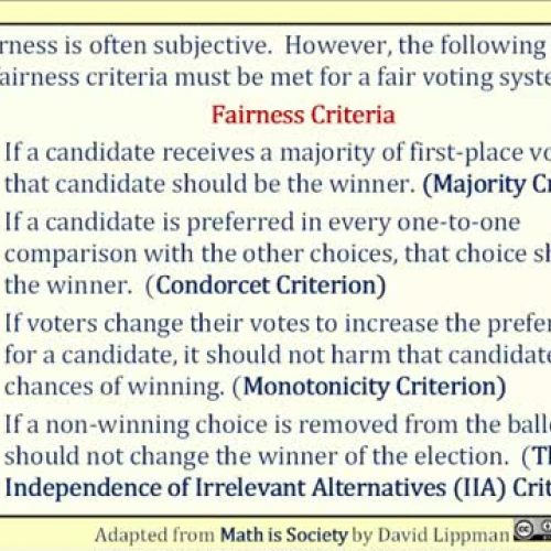 Voting Theory Fairness Criteria