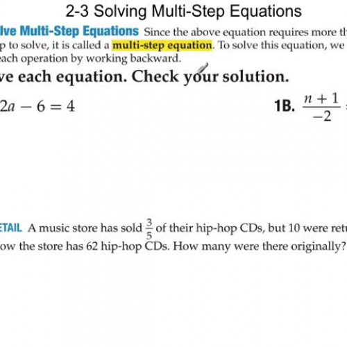 2-3 Solve Multi-Step Equations