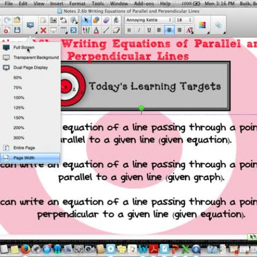 Lesson 2.6b Writing Equations of Parallel and