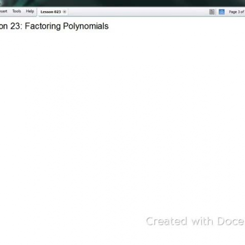 Algebra II Lesson 023
