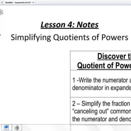 Lesson 4 - Simplifying Quotients of Powers