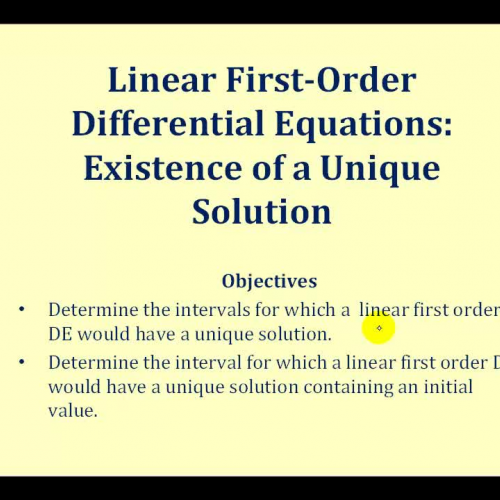 D E Existence Unique Linear1st Order