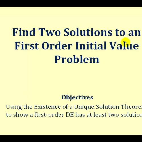 D E First Order Two Solutions Not Unique
