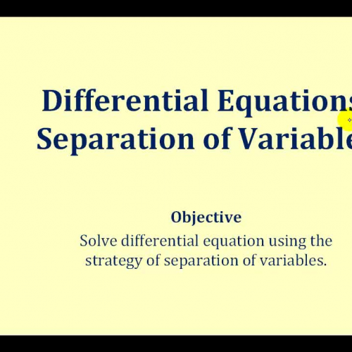 D E Separation Variable Lesson