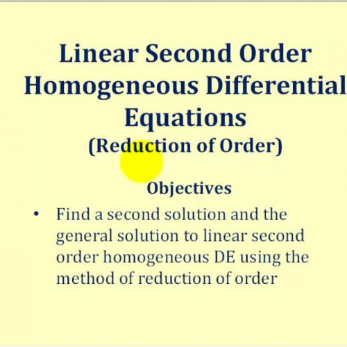 Reduction Order Linear Sec Order Homo D E2