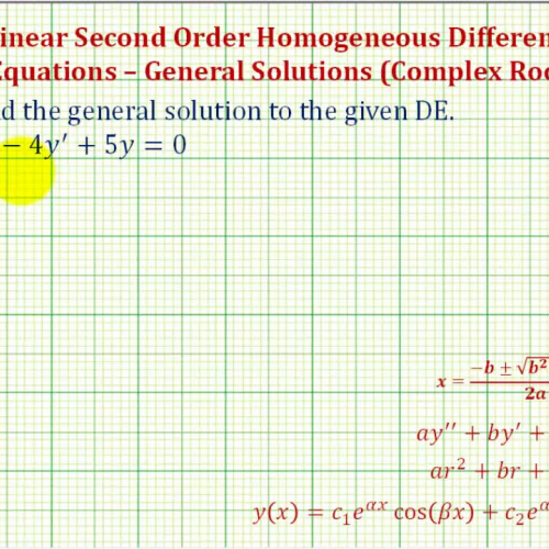 Second Order Linear Homo D E Complex Roots Ex