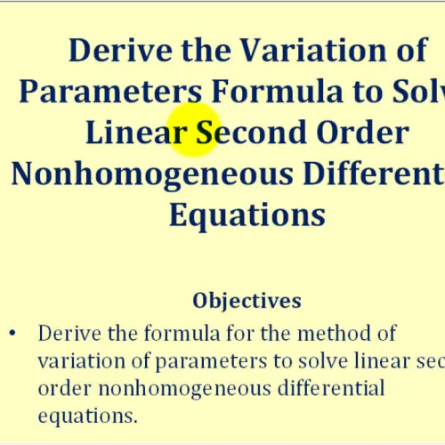 Variation Parameters Derive Formula
