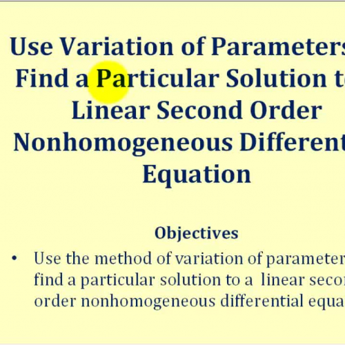 Variation Parameters Partic Sol Ex