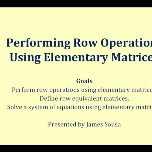 Elementary Matrix Operations Solve