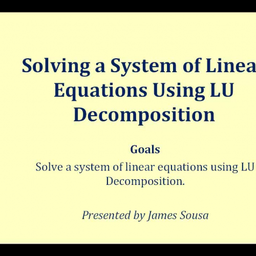 L U Decomp Solve System