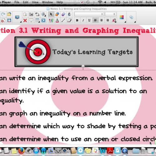 Lesson 3.1 Writing and Graphing Inequalities
