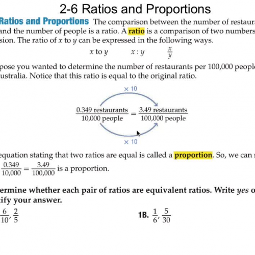 2-6 Ratios and Proportions