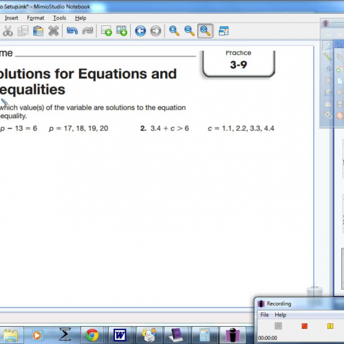 3-9 Solutions for Equations and Inequalities