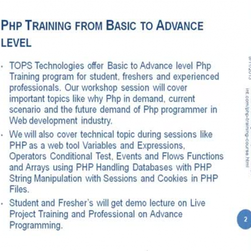 9-10-2013PHP Training in ahmedabad by tops te