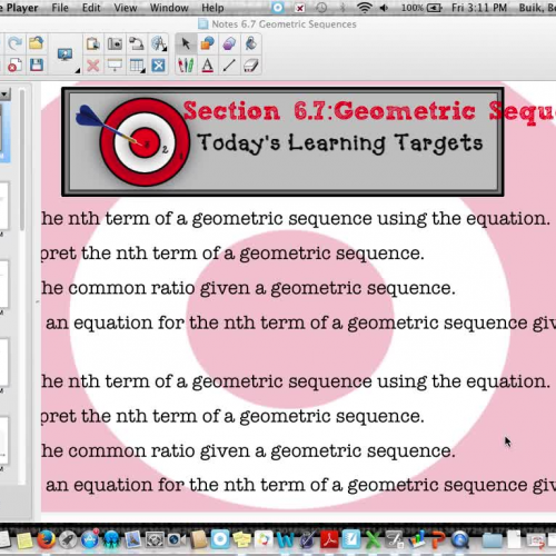 Lesson 6.7 Geometric Sequences