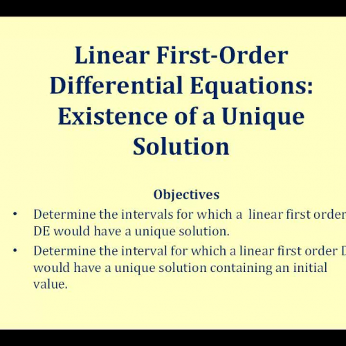 D E Existence Unique Linear1st Order