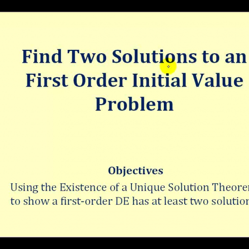 D E First Order Two Solutions Not Unique