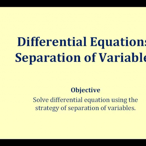 D E Separation Variable Lesson