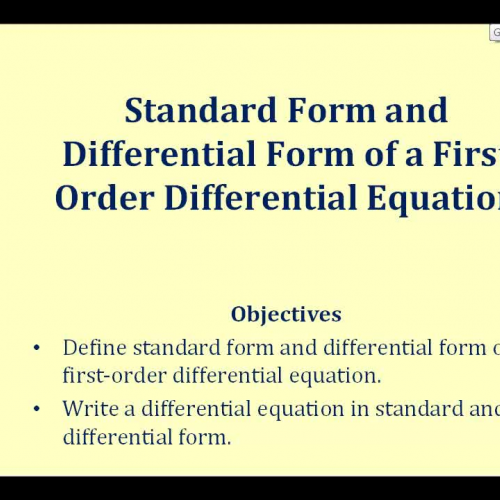 D Efirst Order Std Diff Form