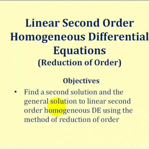 Reduction Order Linear Sec Order Homo D E1
