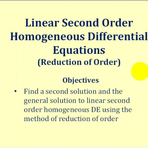 Reduction Order Linear Sec Order Homo D E2