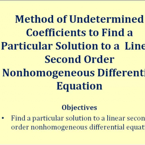 Undetermined Ceofficients For Particular Sol 