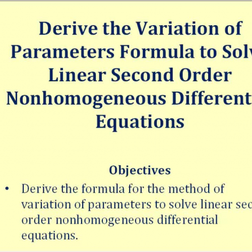 Variation Parameters Derive Formula